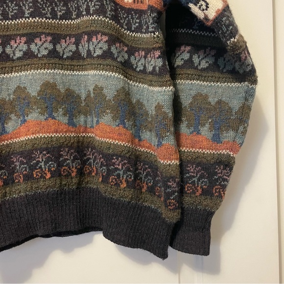 Vintage Cottagecore 100% Wool Sheep Lambs Sweater Countryside Mountains Nature - Picture 4 of 9